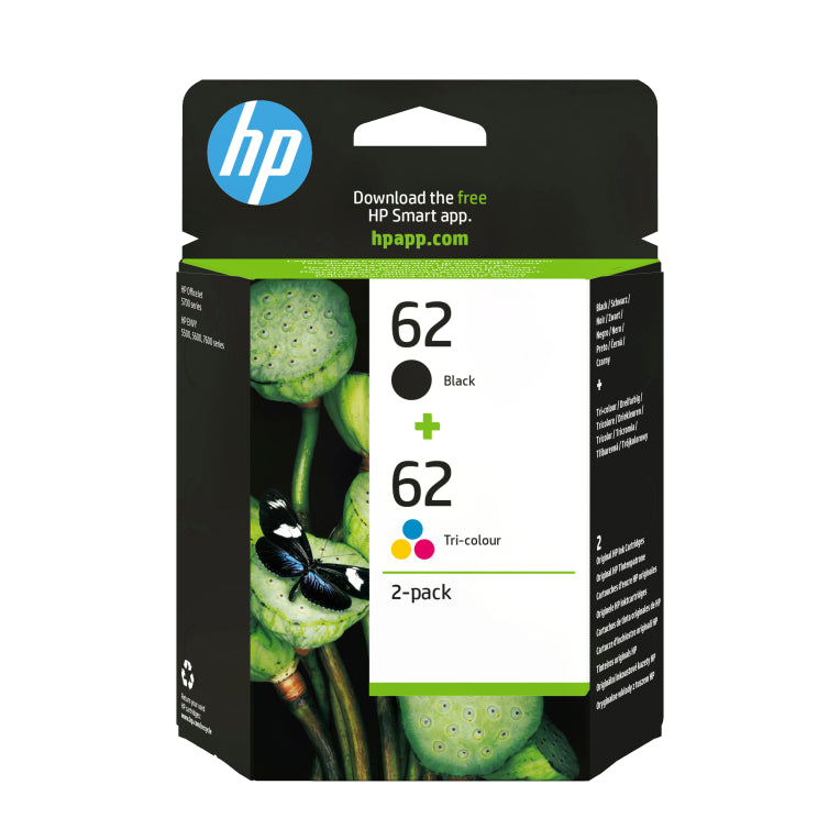 HP Pack de ahorro de 2 cartuchos de tinta original 62 negro/tricolor