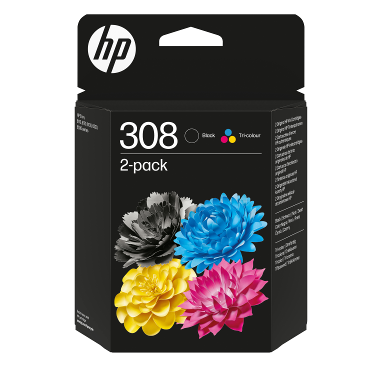 HP Paquete de 2 Cartuchos de Tinta Original 308 negra/tricolor - detalle