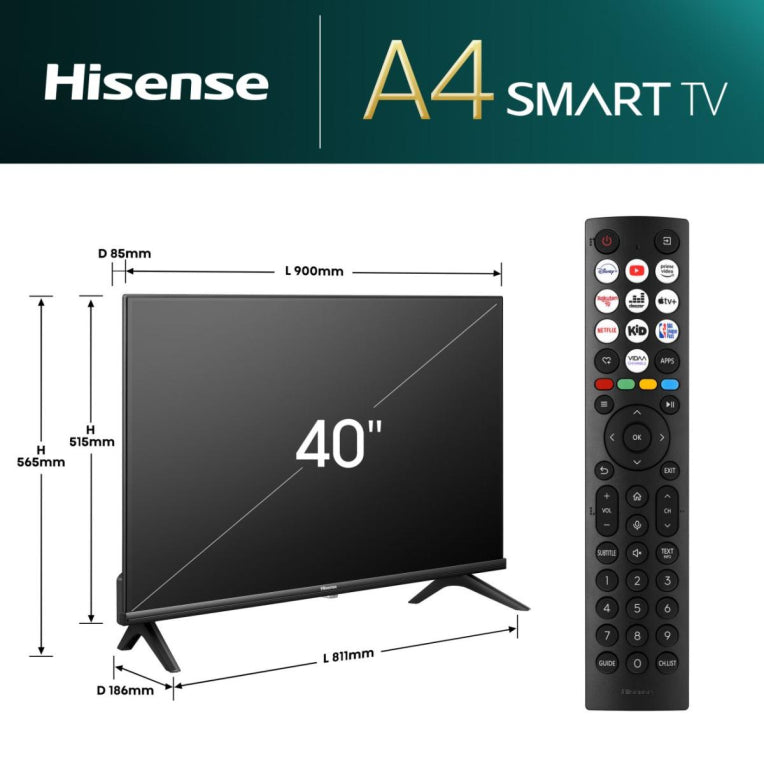 Hisense 40A4N 101.6 cm (40") Full HD Smart TV Wifi Negro 200 cd / m²