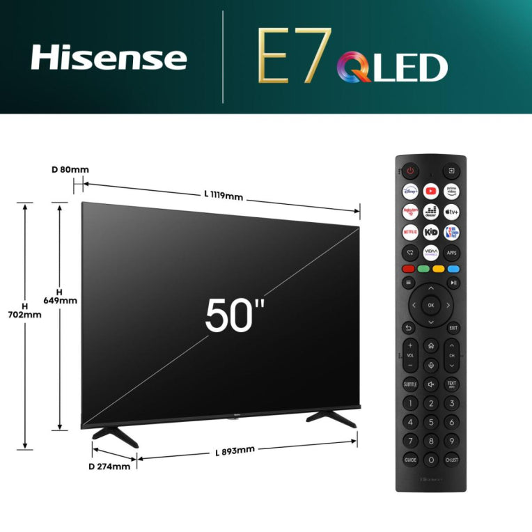 Hisense 50E77NQ 127 cm (50") 4K Ultra HD Smart TV Wifi Negro 350 cd / m²