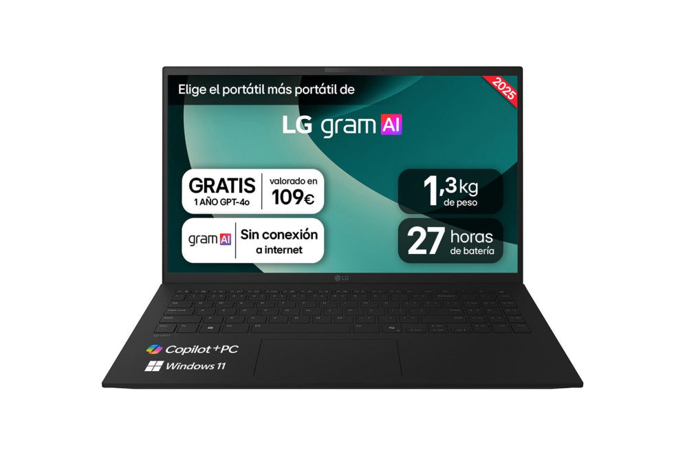 LG Gram 15Z80T-G.AU88B ordenador portatil AMD Ryzen AI 7 350 Portátil 39.6 cm (15.6") Full HD 32 GB LPDDR5x-SDRAM 1 TB SSD Wi-Fi 6E (802.11ax) Windows 11 Home Español Negro