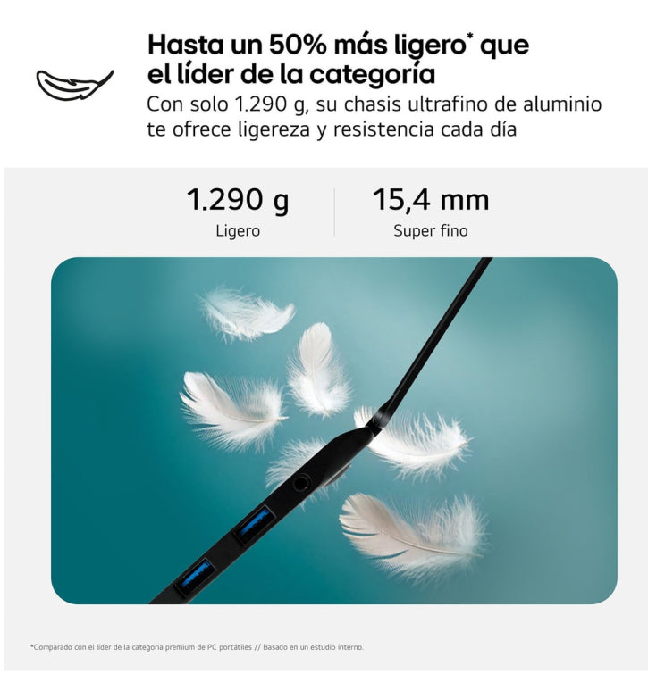 LG Gram 15Z80T-G.AU88B ordenador portatil AMD Ryzen AI 7 350 Portátil 39.6 cm (15.6") Full HD 32 GB LPDDR5x-SDRAM 1 TB SSD Wi-Fi 6E (802.11ax) Windows 11 Home Español Negro