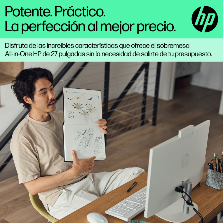 HP All-in-One 27-cr0090ns Intel® Core™ i5 i5-1335U 68.6 cm (27") 1920 x 1080 Pixeles PC todo en uno 16 GB DDR4-SDRAM 512 GB SSD FreeDOS Wi-Fi 6 (802.11ax) Blanco - detalle
