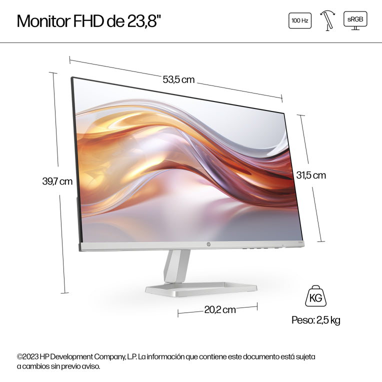 Monitor HP FHD serie 5 de 23,8 polgadas - 524 pés cadrados