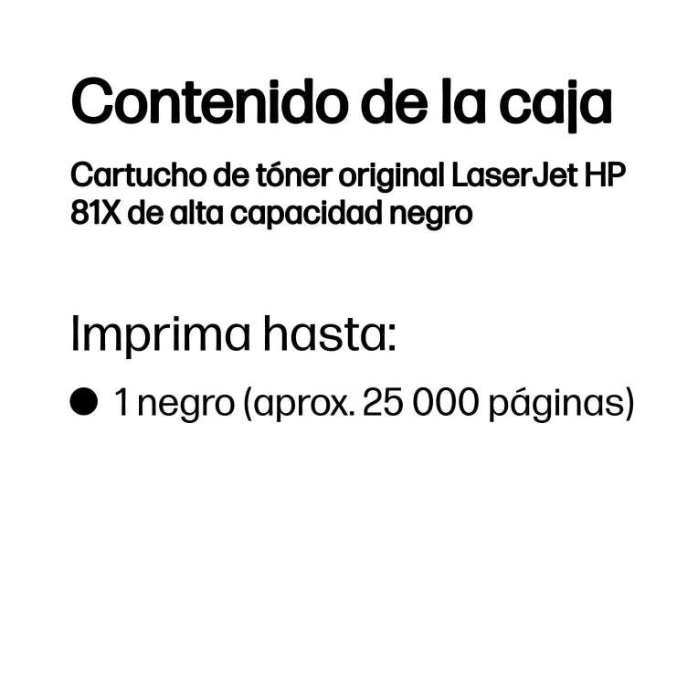 HP Cartucho de tóner original LaserJet 81X de alta capacidad negro