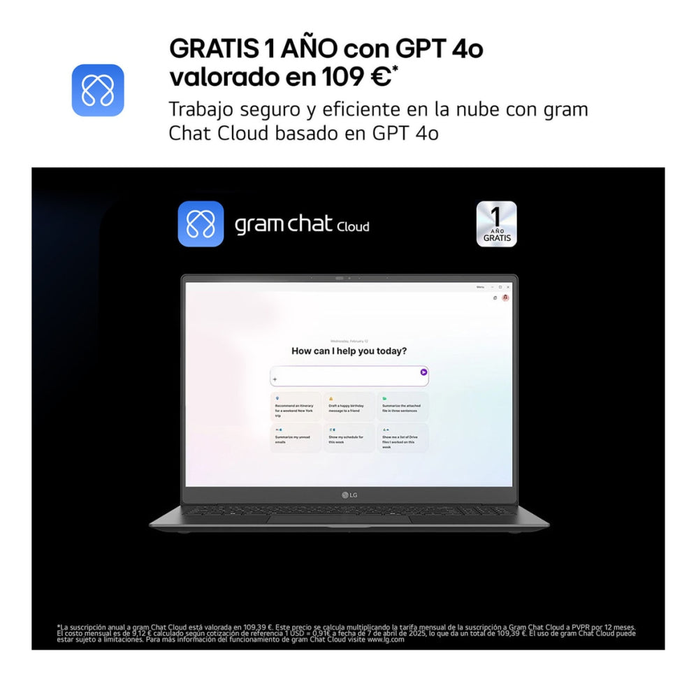 LG Gram 15Z80T-G.AS58B ordenador portatil Copilot+ PC AMD Ryzen AI 5 340 Portátil 38.1 cm (15") Full HD 16 GB LPDDR5-SDRAM 1 TB SSD Wi-Fi 6E (802.11ax) Windows 11 Home Español Negro