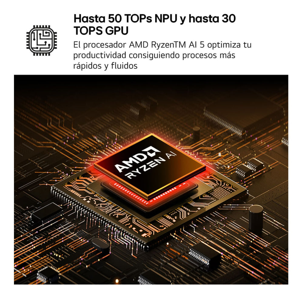 LG Gram 15Z80T-G.AS58B ordenador portatil Copilot+ PC AMD Ryzen AI 5 340 Portátil 38.1 cm (15") Full HD 16 GB LPDDR5-SDRAM 1 TB SSD Wi-Fi 6E (802.11ax) Windows 11 Home Español Negro