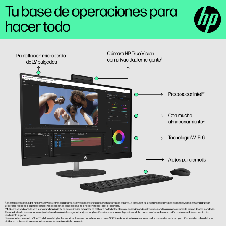 HP All-in-One 27-cr0090ns Intel® Core™ i5 i5-1335U 68.6 cm (27") 1920 x 1080 Pixeles PC todo en uno 16 GB DDR4-SDRAM 512 GB SSD FreeDOS Wi-Fi 6 (802.11ax) Blanco - detalle