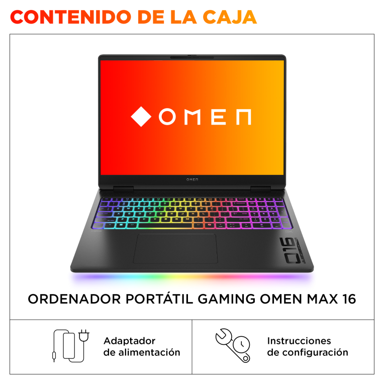 HP OMEN MAX Gaming Laptop 16-ah0039ns Intel Core Ultra 9 275HX Portátil 40.6 cm (16") WQXGA 32 GB DDR5-SDRAM NVIDIA GeForce RTX 5070 Ti Wi-Fi 7 (802.11be) FreeDOS AI PC Negro - detalle
