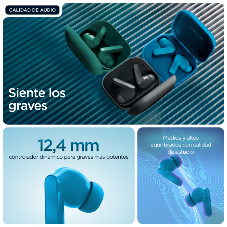 Auriculares intraauriculares Motorola Moto Buds Bass True Wireless Stereo (TWS) para chamadas/música, Bluetooth, azul