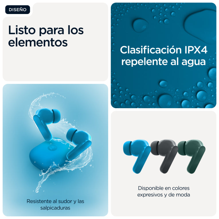 Auriculares intraauriculares Motorola Moto Buds Bass True Wireless Stereo (TWS) para chamadas/música, Bluetooth, azul