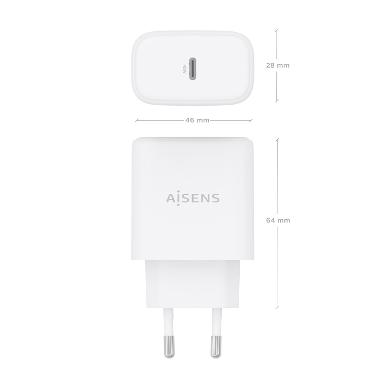 AISENS Cargador GaN 45W. 1xUSB-C PD3.0. Blanco - detalle