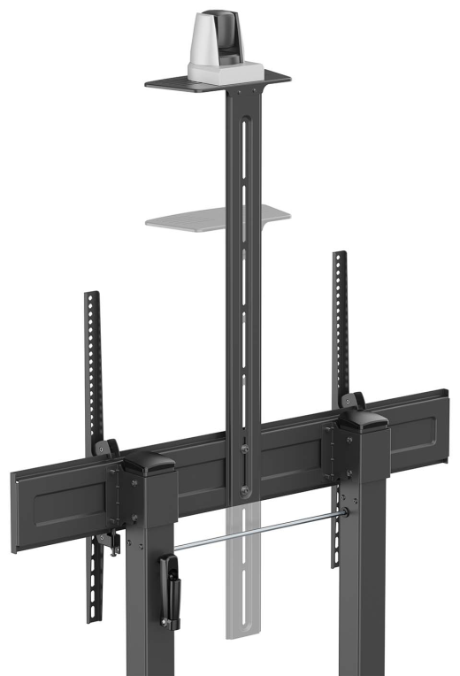 AISENS Soporte De Suelo Eco Con Ruedas Y Manivela. Bandeja Para DVD Y Soporte De Camara Para Monitor/TV 120kg De 60"-100". Negro - detalle