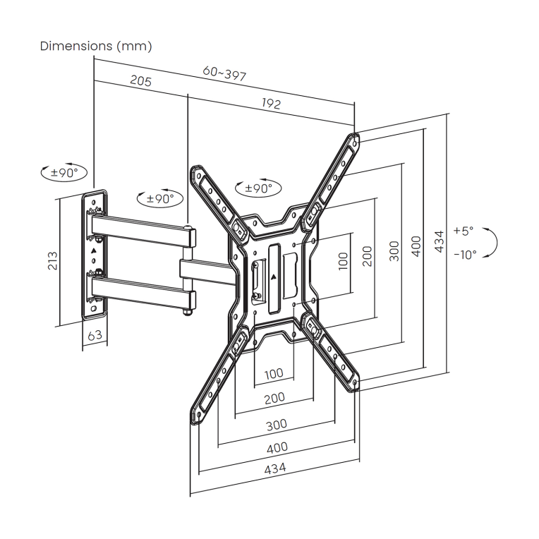 AISENS Soporte Eco Giratorio. Inclinable Para Monitor/TV 30kg (3 Pivotes) De 23"-65". Negro - detalle