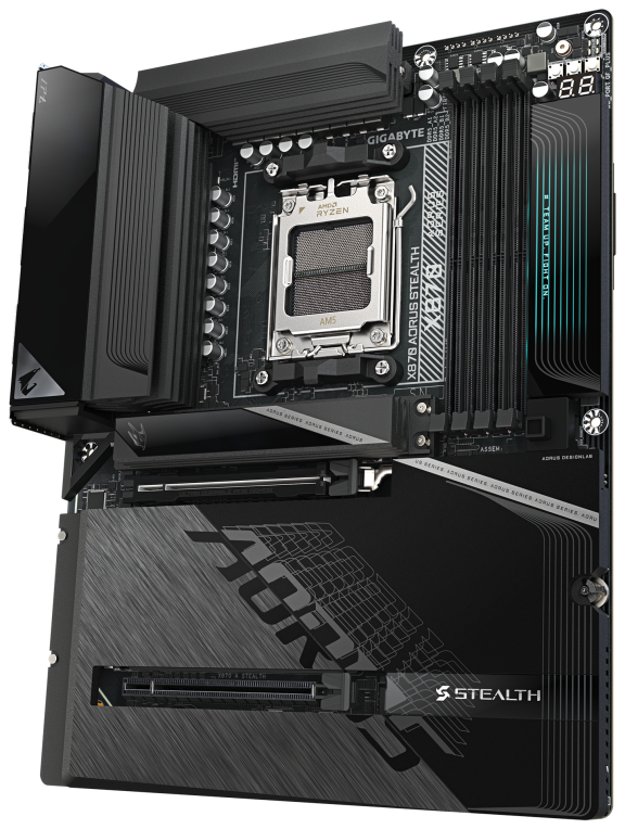GIGABYTE X870 AORUS STEALTH Placa Base - Compatible con procesadores AMD Ryzen 9000. VRM digital de 16+2+2 fases. hasta 8200MHz DDR5 (O.C.). 2xPCIe 5.0 + 2xPCIe 4.0. Wi-Fi 7. LAN 5GbE. USB 4 - detalle