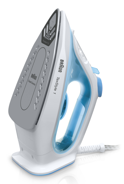 Braun TexStyle 1 SI1050BL Plancha a vapor Suela de cerámica 2000 W Azul. Blanco - detalle