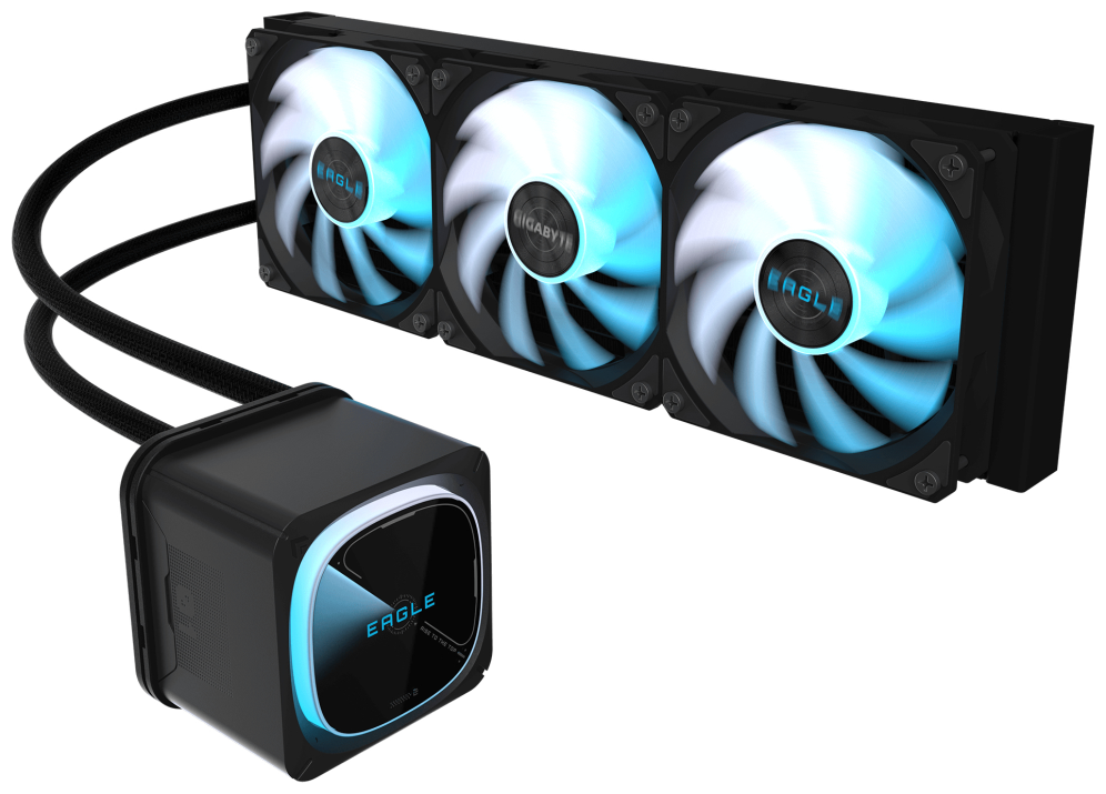 GIGABYTE EAGLE 360 Refrigeración Líquida para CPU - 3x120mm Ventiladores ARGB. pantalla LCD a color. DAISY-CHAIN. Compatible con Intel LGA 1851 y AMD AM5 - detalle