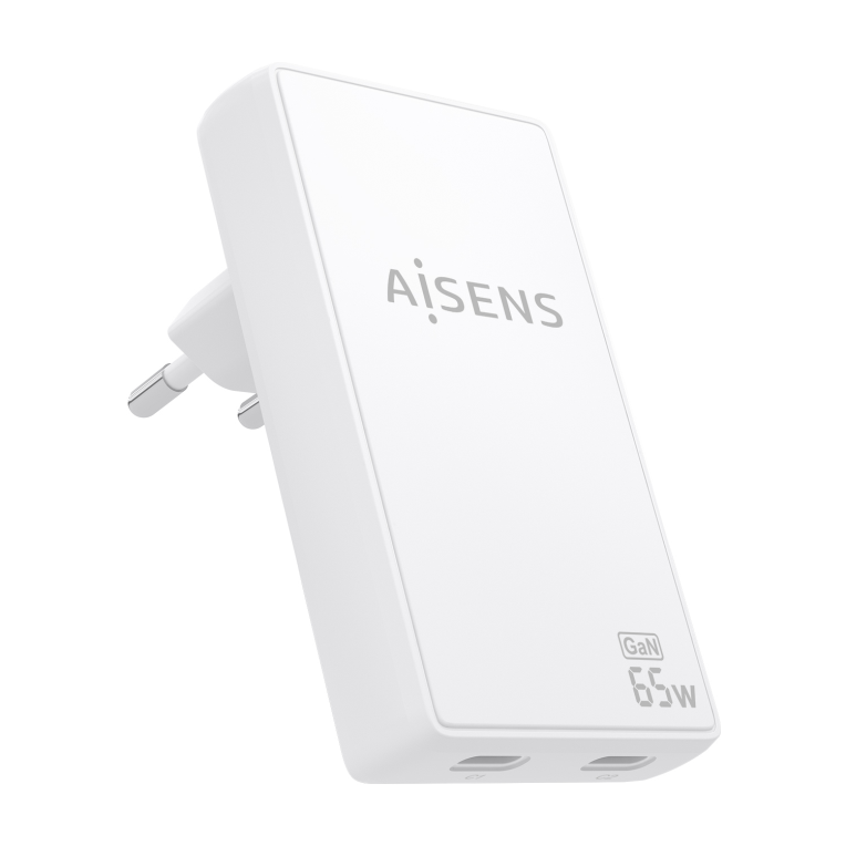 AISENS Cargador De Pared GaN Ultra Delgado 65W. 2xUSB-C PD3.0 QC4.0. Blanco - detalle