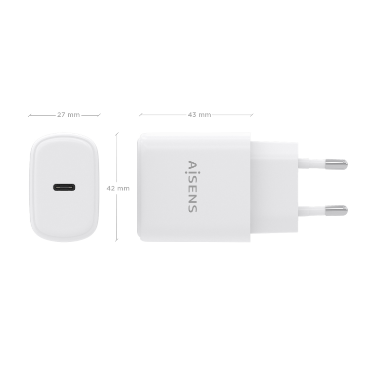 AISENS Cargador GaN 30W. 1xUSB-C PD3.0. Blanco - detalle