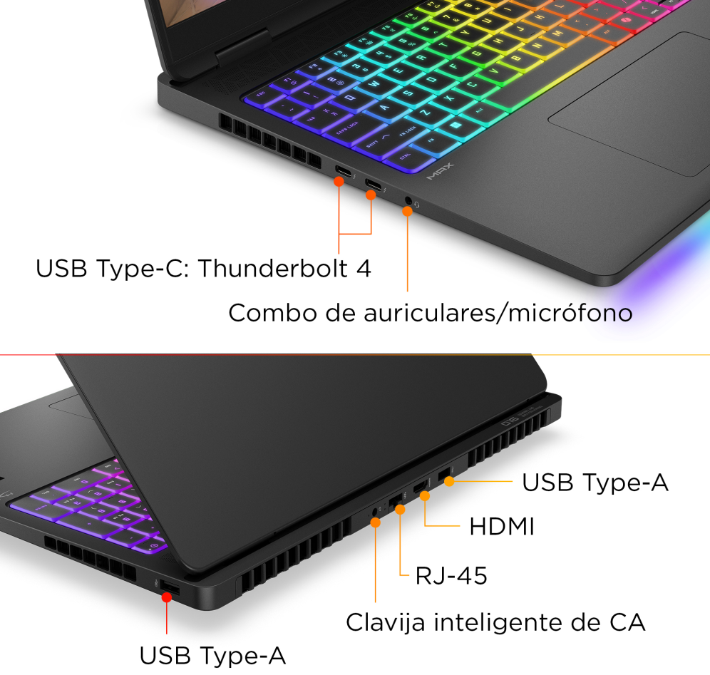 HP OMEN MAX Gaming 16-ak0001ns Copilot+ PC AMD Ryzen AI 9 375 Portátil 40.6 cm (16") WQXGA 32 GB DDR5-SDRAM 1 TB SSD NVIDIA GeForce RTX 5070 Ti Wi-Fi 7 (802.11be) Windows 11 Home Negro - detalle