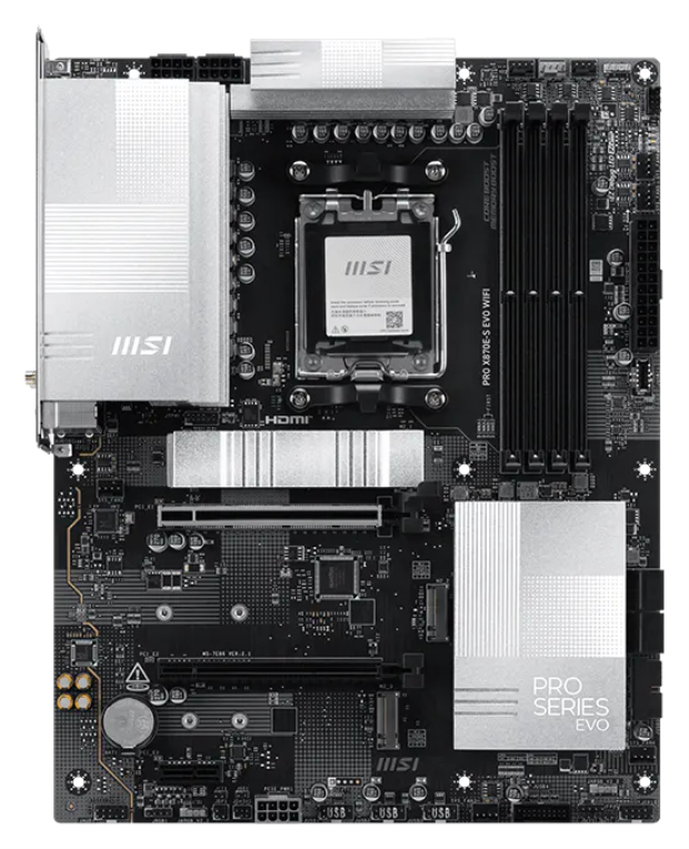 MSI PRO X870E-S EVO WIFI placa base AMD X870E Zócalo AM5 ATX - detalle
