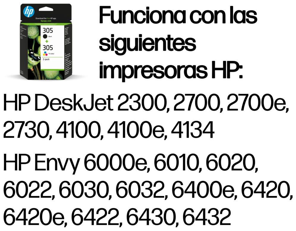 HP Paquete de 2 cartuchos de tinta original 305 tricolor / negro - detalle