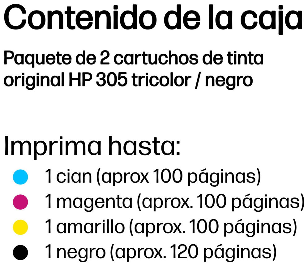 HP Paquete de 2 cartuchos de tinta original 305 tricolor / negro - detalle