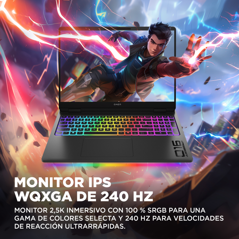 HP OMEN MAX Gaming 16-ak0001ns Copilot+ PC AMD Ryzen AI 9 375 Portátil 40.6 cm (16") WQXGA 32 GB DDR5-SDRAM 1 TB SSD NVIDIA GeForce RTX 5070 Ti Wi-Fi 7 (802.11be) Windows 11 Home Negro - detalle