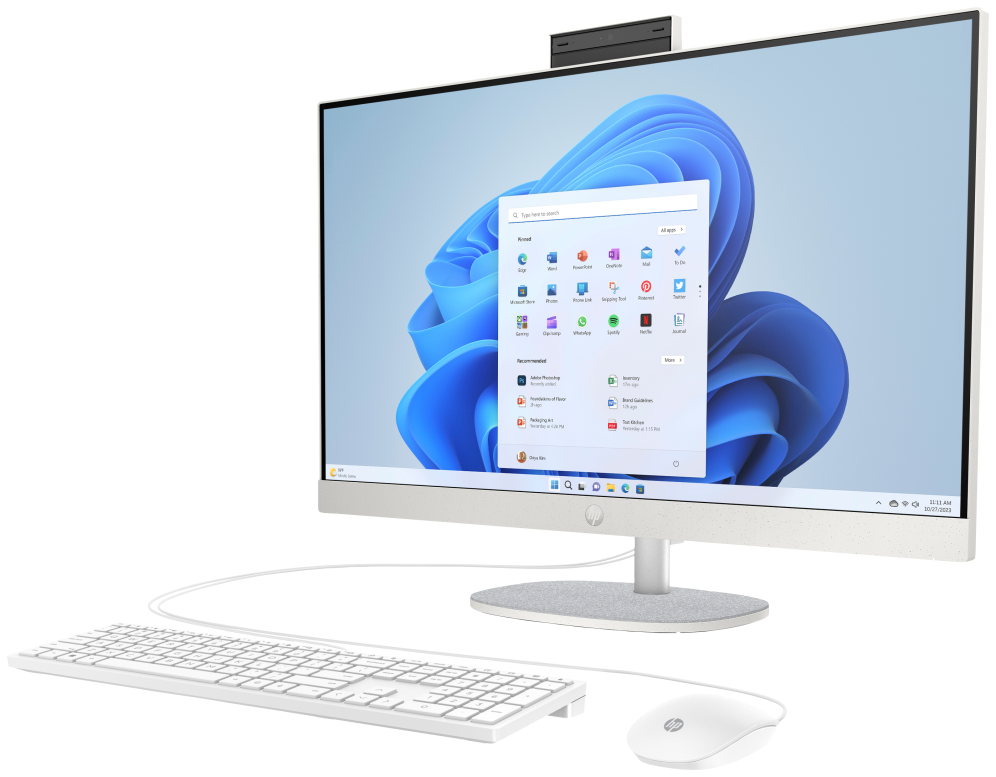 HP 27 inch All-in-One 27-cr0130ns PC Intel® Core™ i5 i5-1335U 68.6 cm (27") 1920 x 1080 Pixeles 8 GB DDR4-SDRAM 512 GB SSD FreeDOS Wi-Fi 6 (802.11ax) Blanco - detalle