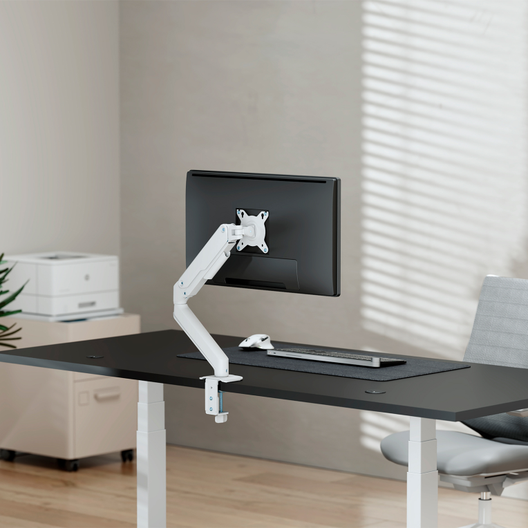 AISENS Soporte de Mesa Eco Contrapeso Giratorio e Inclinable para Monitor/TV 9kg (3 PIVOTES. 1 BRAZO) de 17-32. Blanco - detalle