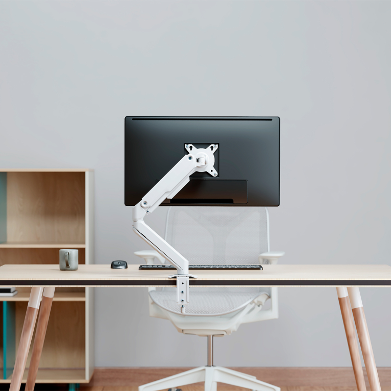 AISENS Soporte de Mesa Eco Contrapeso Giratorio e Inclinable para Monitor/TV 9kg (3 PIVOTES. 1 BRAZO) de 17-32. Blanco - detalle