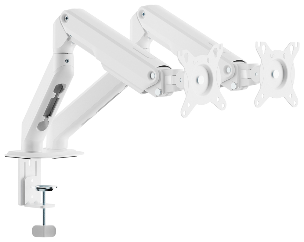 AISENS Soporte de Mesa Eco Contrapeso Giratorio e Inclinable para Monitor/TV 9kg (3 PIVOTES. 2 BRAZOS) de 17-32. Blanco - detalle