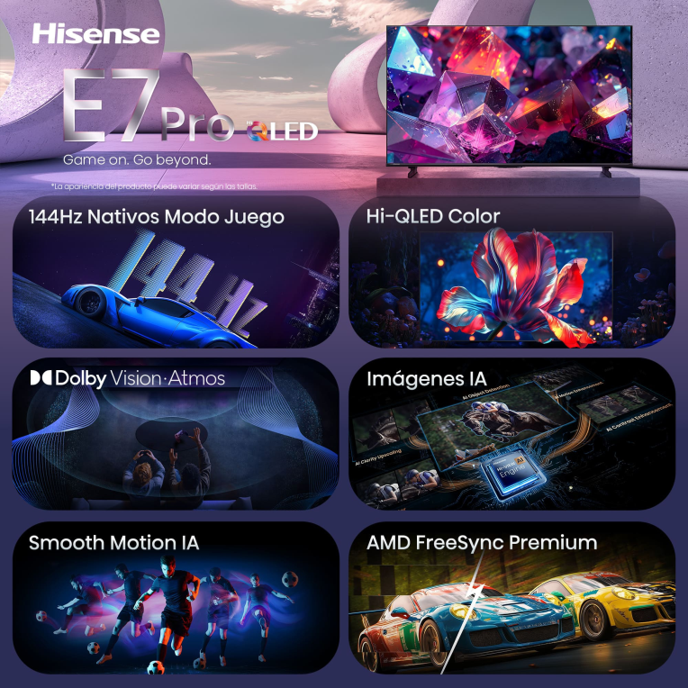Hisense 85E7S PRO Televisor 2.16 m (85") 4K Ultra HD Smart TV Wifi Negro 400 cd / m² - detalle
