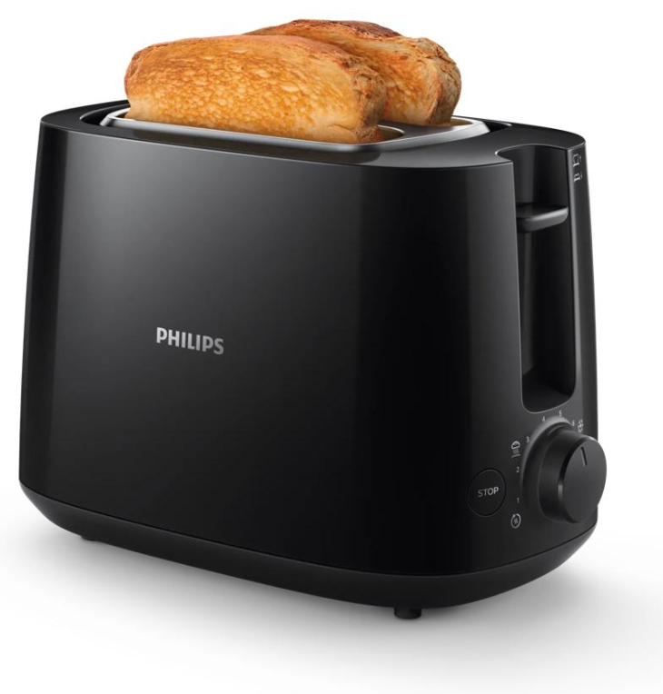 Philips Daily Collection HD2581/90 Tostadora: 2 rebanadas. ranura ancha. negro - detalle