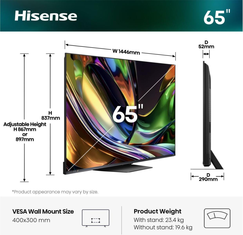 Hisense 65UR8S 165.1 cm (65") 4K Ultra HD Smart TV Wifi Negro - detalle