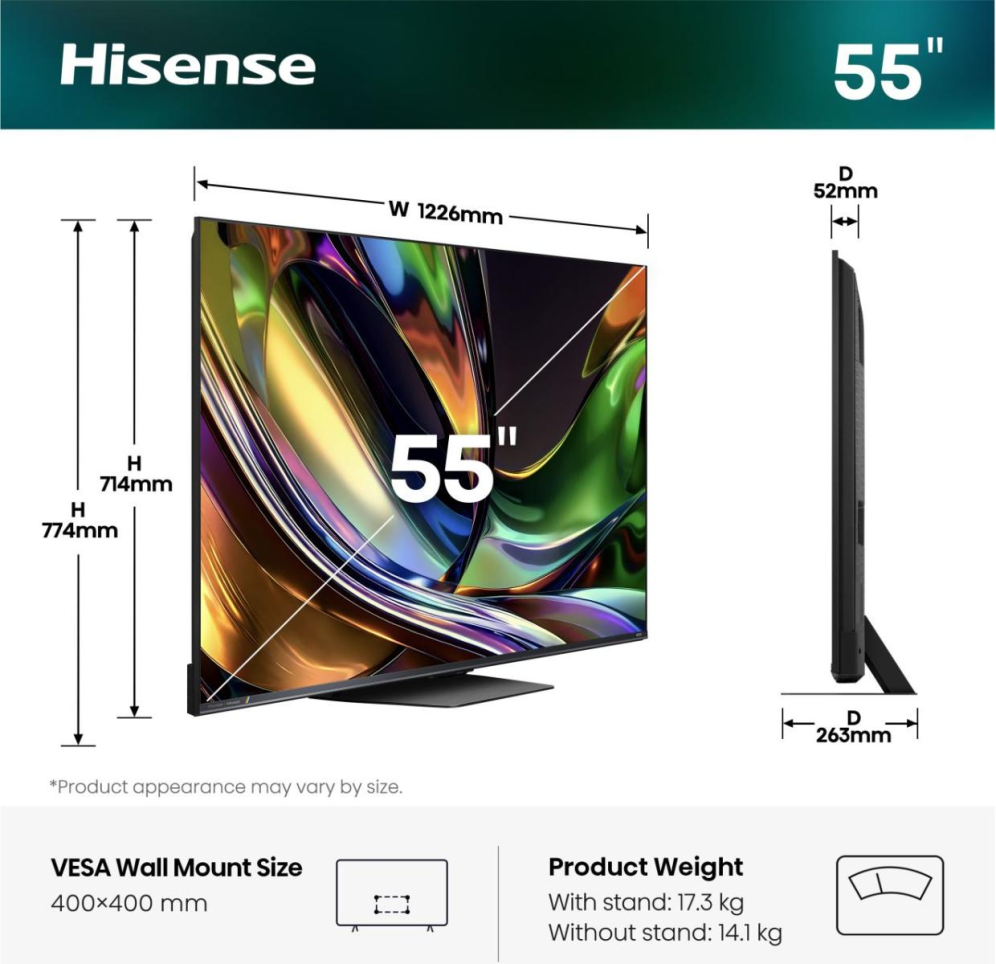 Hisense 55UR8S 139.7 cm (55") 4K Ultra HD Smart TV Wifi Negro - detalle