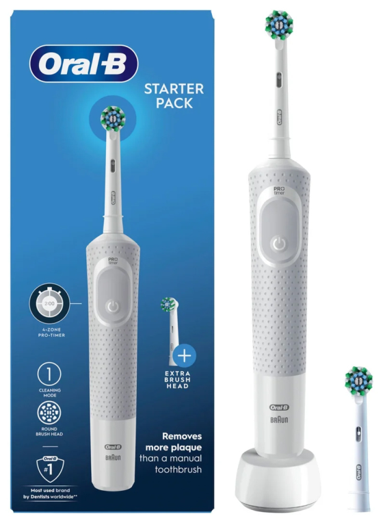 Braun Oral-B Vitality 100 Starter Pack Adulto Cepillo dental oscilante Blanco. Gris - detalle