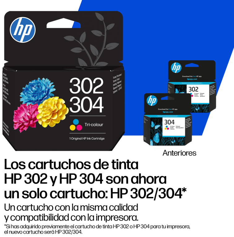 HP Paquete combinado de 2 cartuchos de tinta negra/tricolor 302/304 - detalle