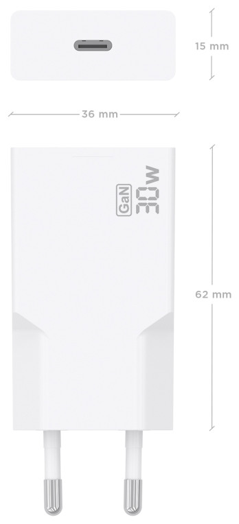 AISENS Cargador Ultra Delgado GaN 30W. 1xUSB-C PD3.0. Blanco - detalle