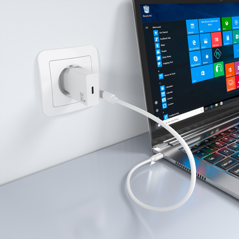 AISENS Cargador Ultra Delgado GaN 30W. 1xUSB-C PD3.0. Blanco - detalle