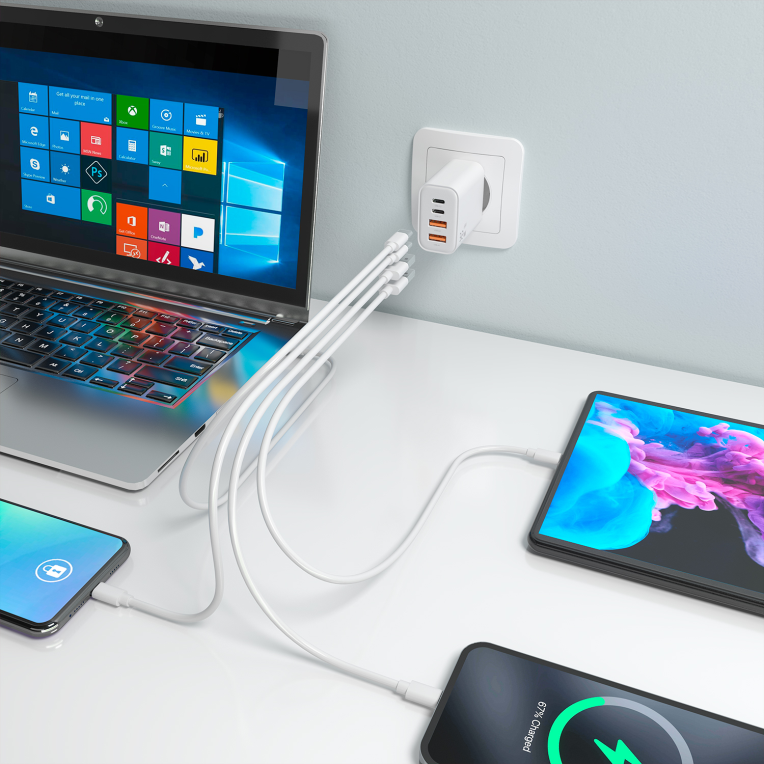 AISENS Cargador GaN 32W. 2xUSB-C PD3.0. 2xUSB-A. Blanco - detalle