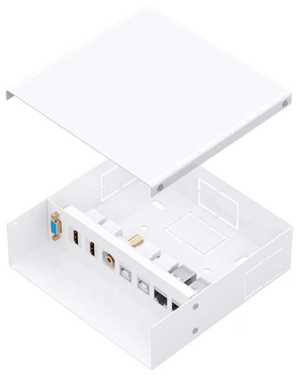 AISENS Caja de Conexiones VGA+Jack 3.5+2xHDMI+2xUSB-B+2xRJ45 Cat.6A STP. Blanco - detalle