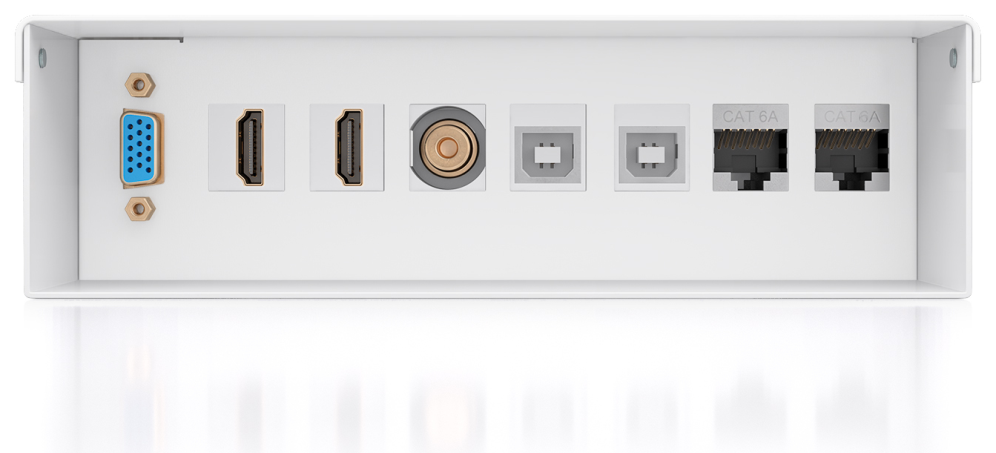 AISENS Caja de Conexiones VGA+Jack 3.5+2xHDMI+2xUSB-B+2xRJ45 Cat.6A STP. Blanco - detalle