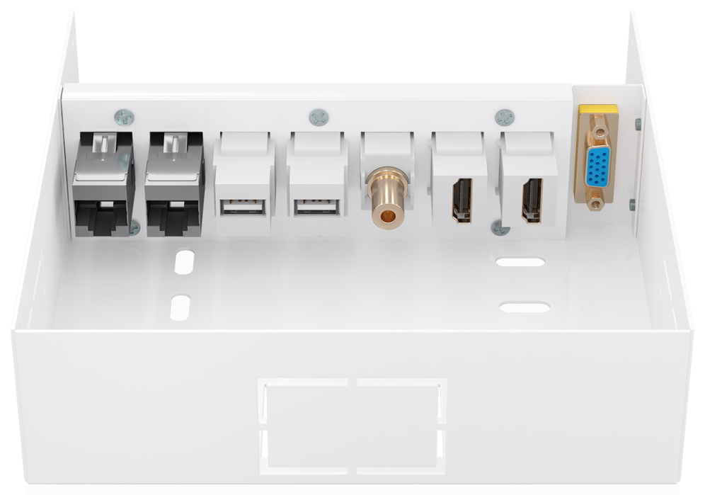 AISENS Caja de Conexiones VGA+Jack 3.5+2xHDMI+2xUSB-B+2xRJ45 Cat.6A STP. Blanco - detalle
