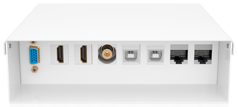 AISENS Caja de Conexiones VGA+Jack 3.5+2xHDMI+2xUSB-B+2xRJ45 Cat.6A STP. Blanco - detalle