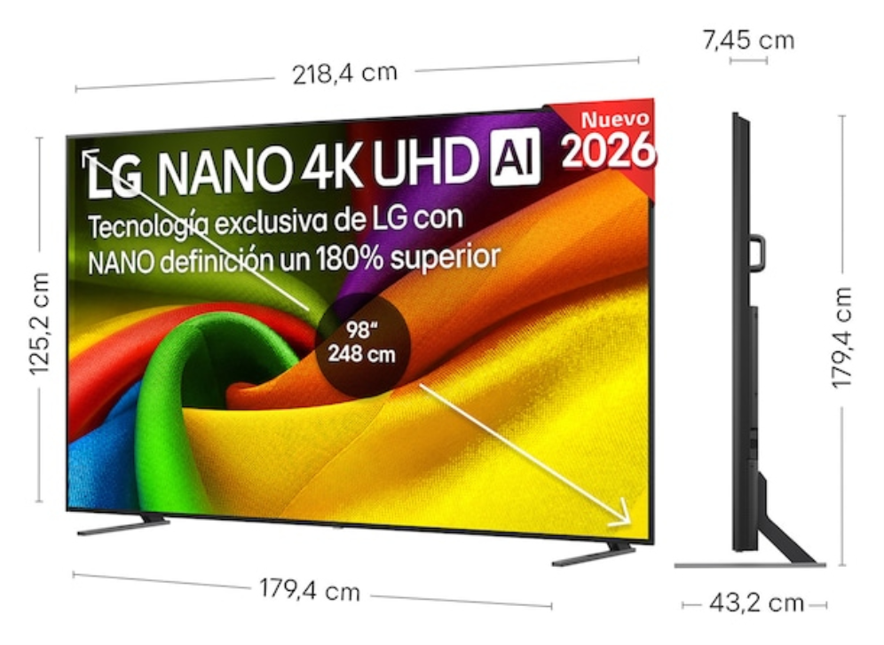 LG NANO 4K UHD AI 98NU900B6LB 2.49 m (98") 4K Ultra HD Smart TV Wifi Negro - detalle