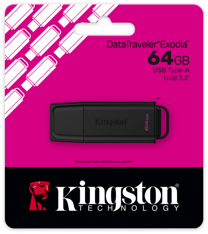 Kingston Technology DataTraveler 64GB Portátil USB 3.2 Gen 1 Exodia Negro - detalle