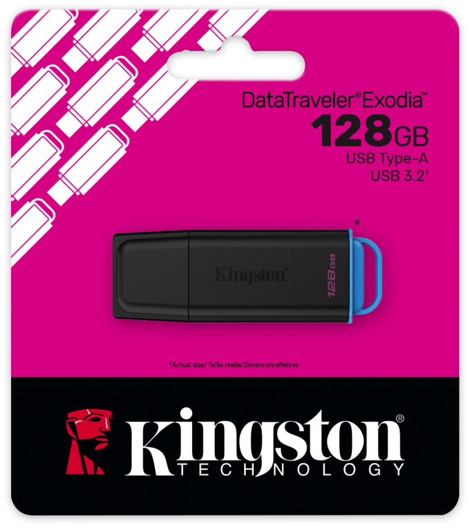 Kingston Technology DataTraveler 128GB Portátil USB 3.2 Gen 1 Exodia Negro + Azul - detalle