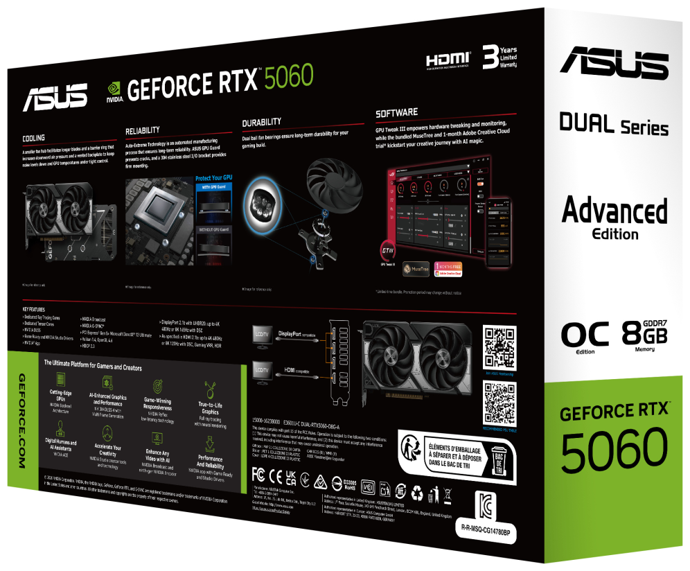 ASUS Dual -RTX5060-O8G-A NVIDIA GeForce RTX 5060 8 GB GDDR7 - detalle