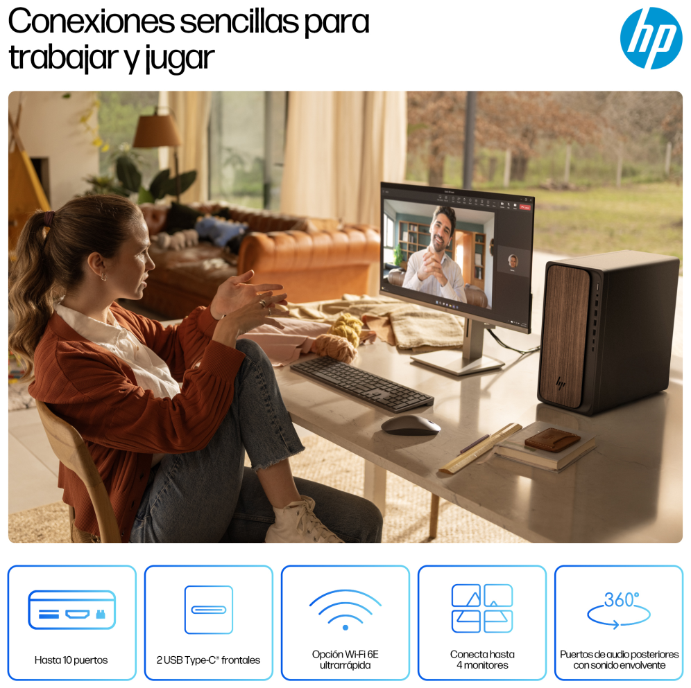 HP M03-0038NS U5-225 512GB 16GB FREEDOS DDR5-SDRAM SSD Torre PC AI PC - detalle